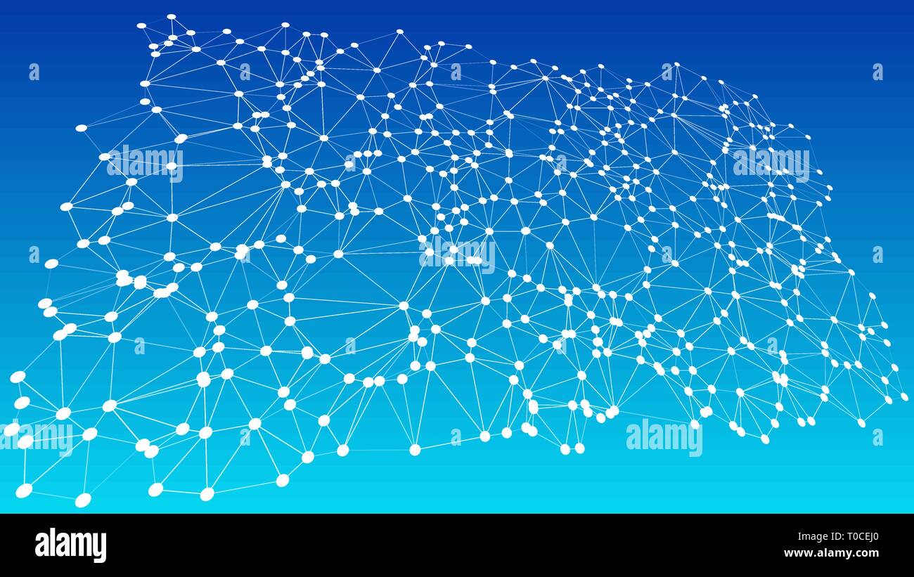 3d vector lines and dots geometric technology science background Stock Vector