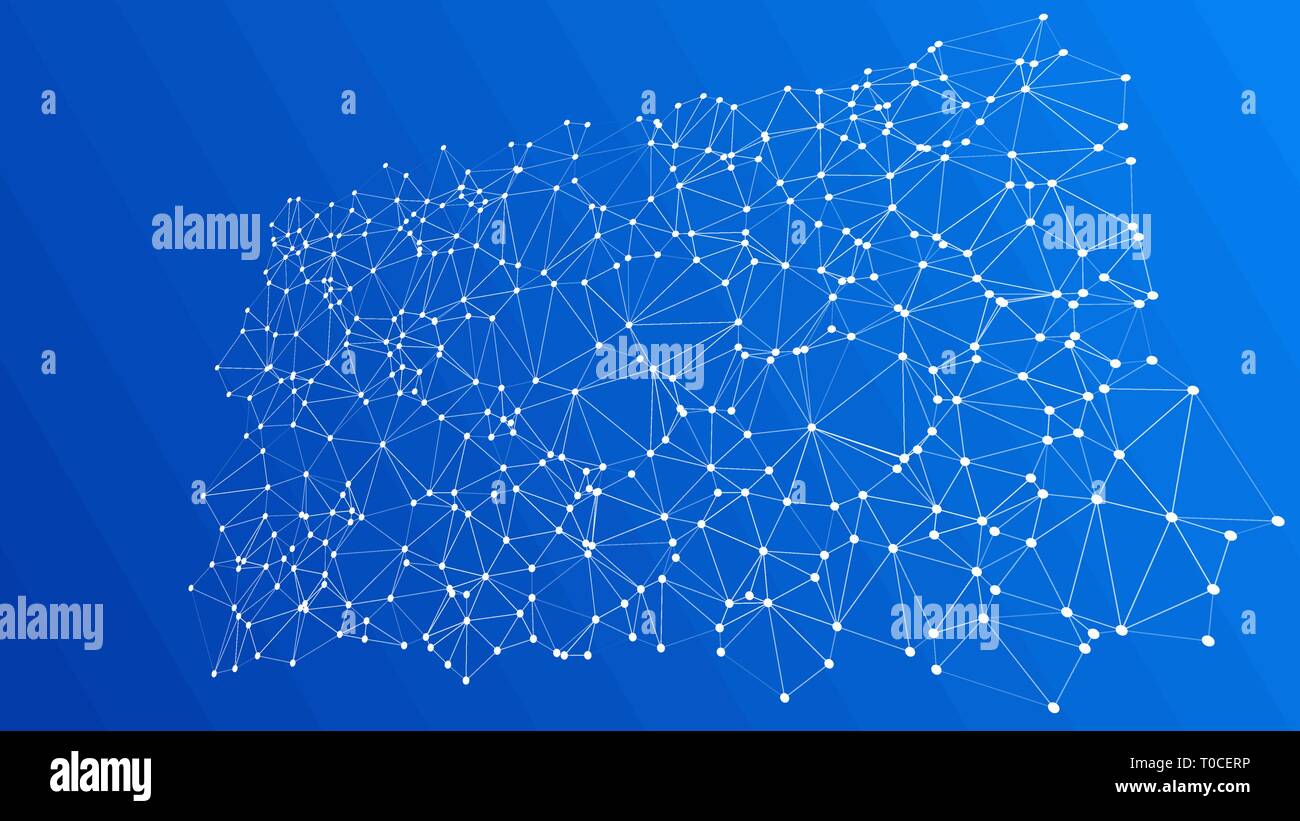Vector science background abstract lines and dots 3d conception Stock Vector