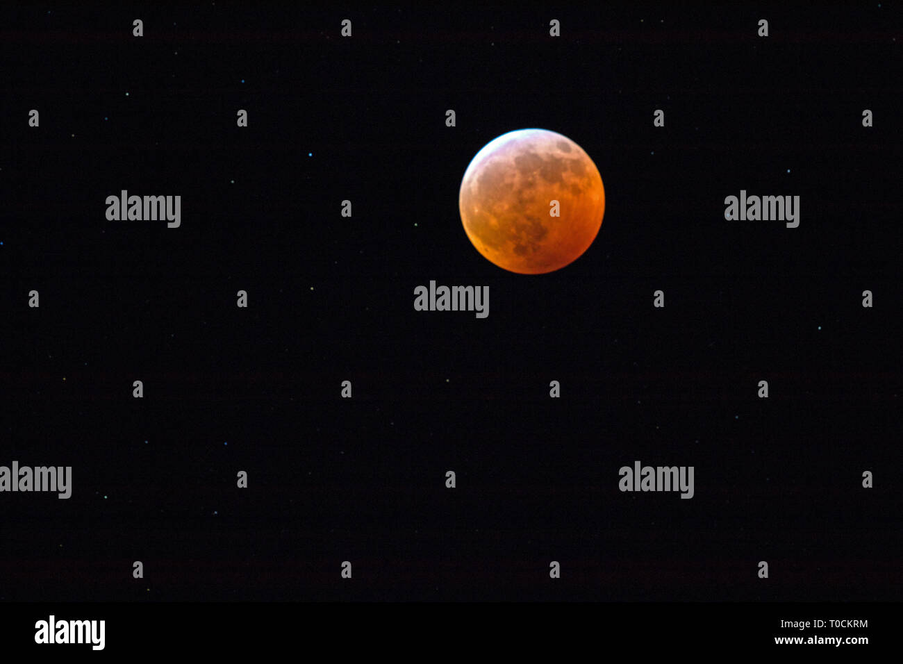 Total Lunar Eclipse of 2019 Stock Photo