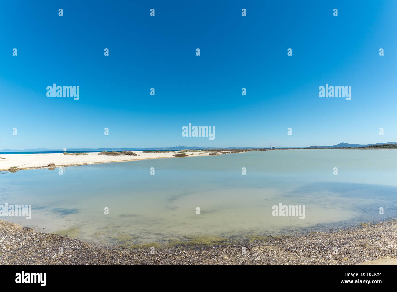 Landscape of the beach of Le Saline, in north sardinia, in a sunny day Stock Photo