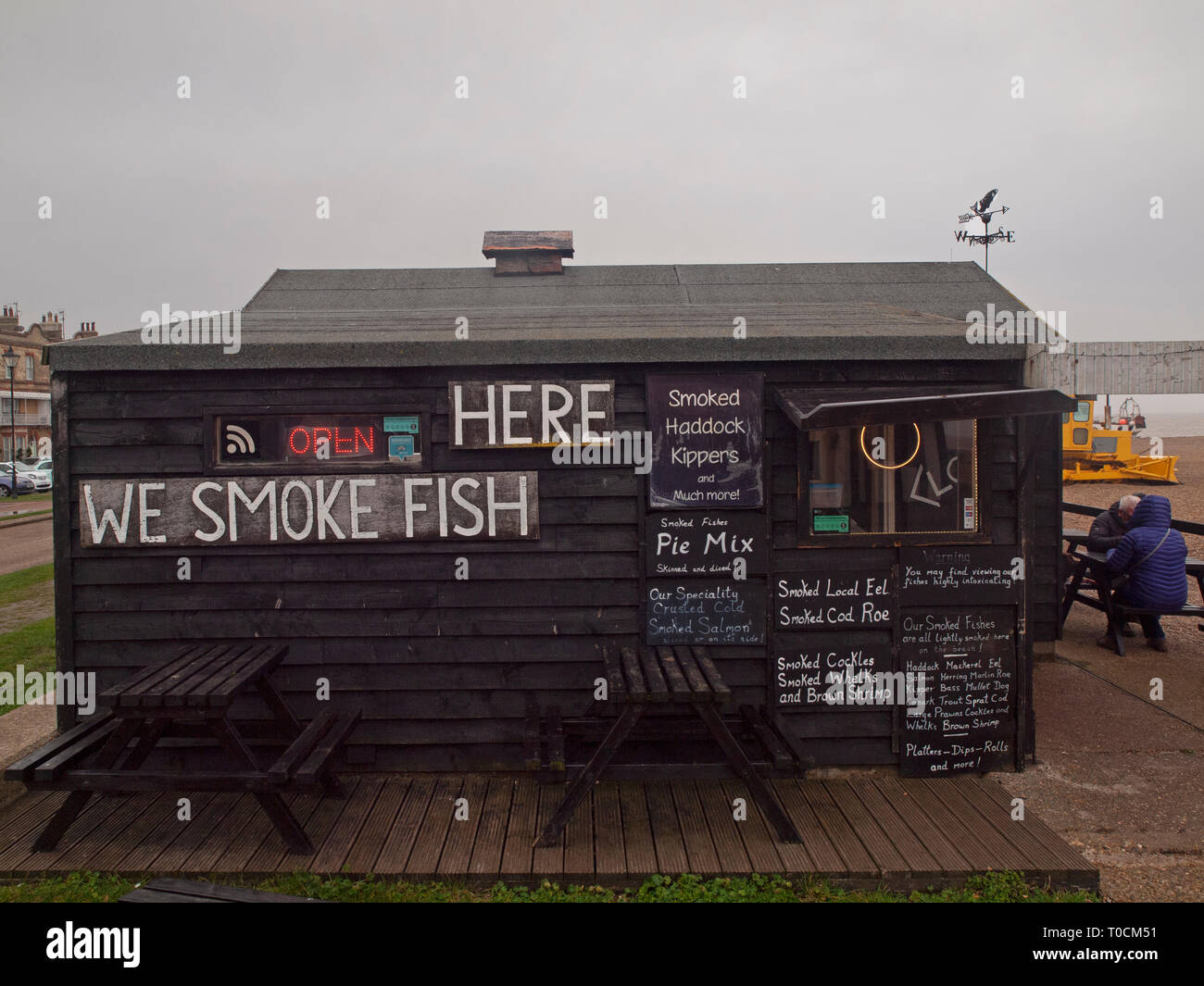 A fisherman's shack on the beach at Aldeburgh Stock Photo