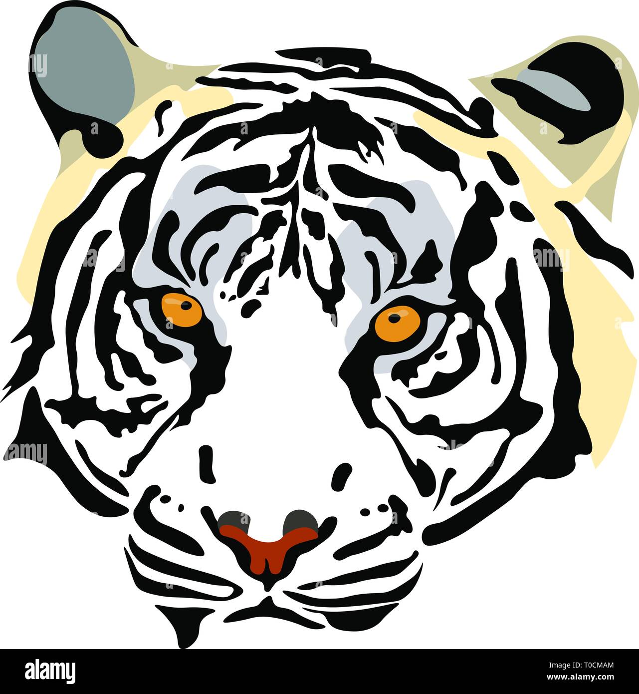 Illustration of a white tiger's head Stock Photo