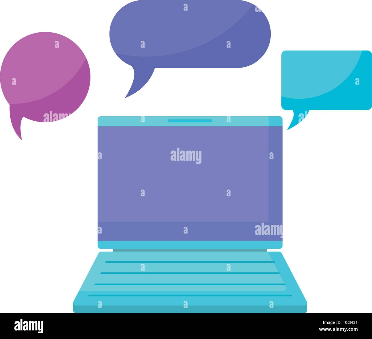 laptop computer with speech bubbles vector illustration design Stock ...