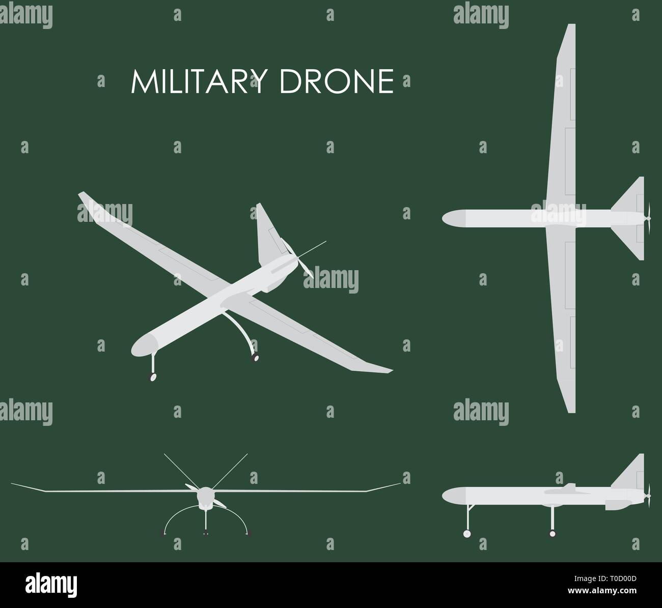 Military drone colored. Stock Vector