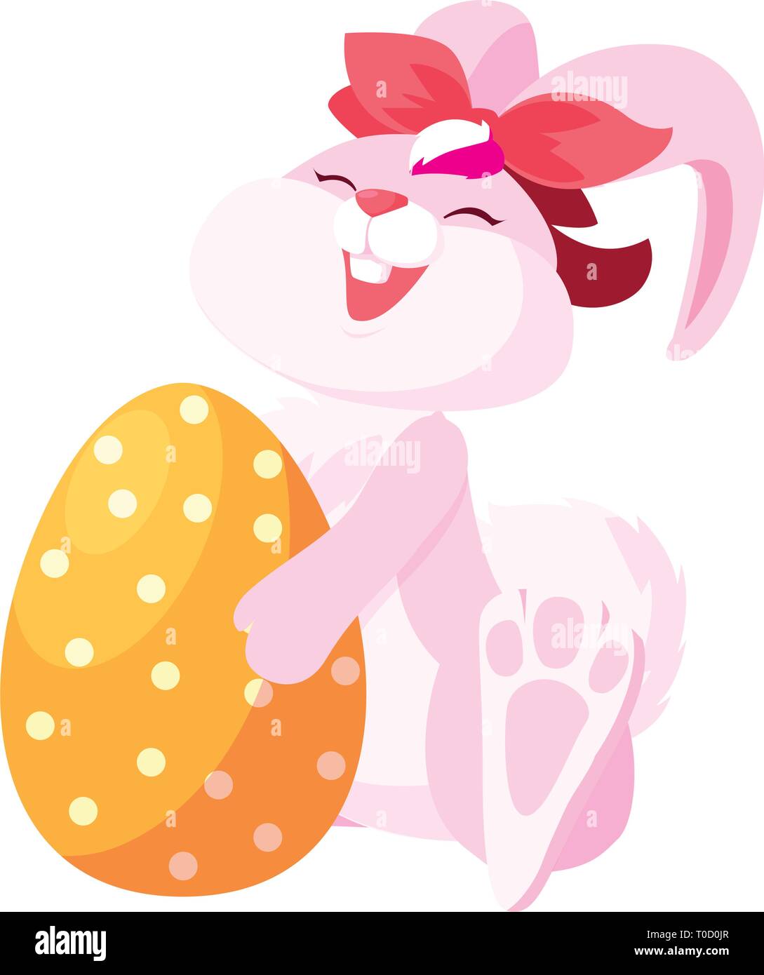 cute rabbit easter female with egg painted vector illustration design ...