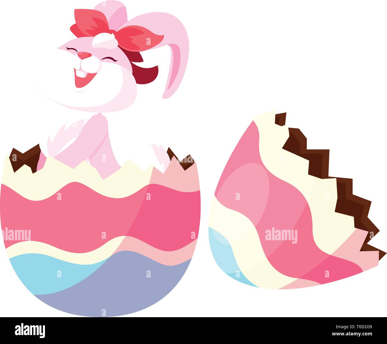 cute rabbit easter female with egg painted vector illustration design ...
