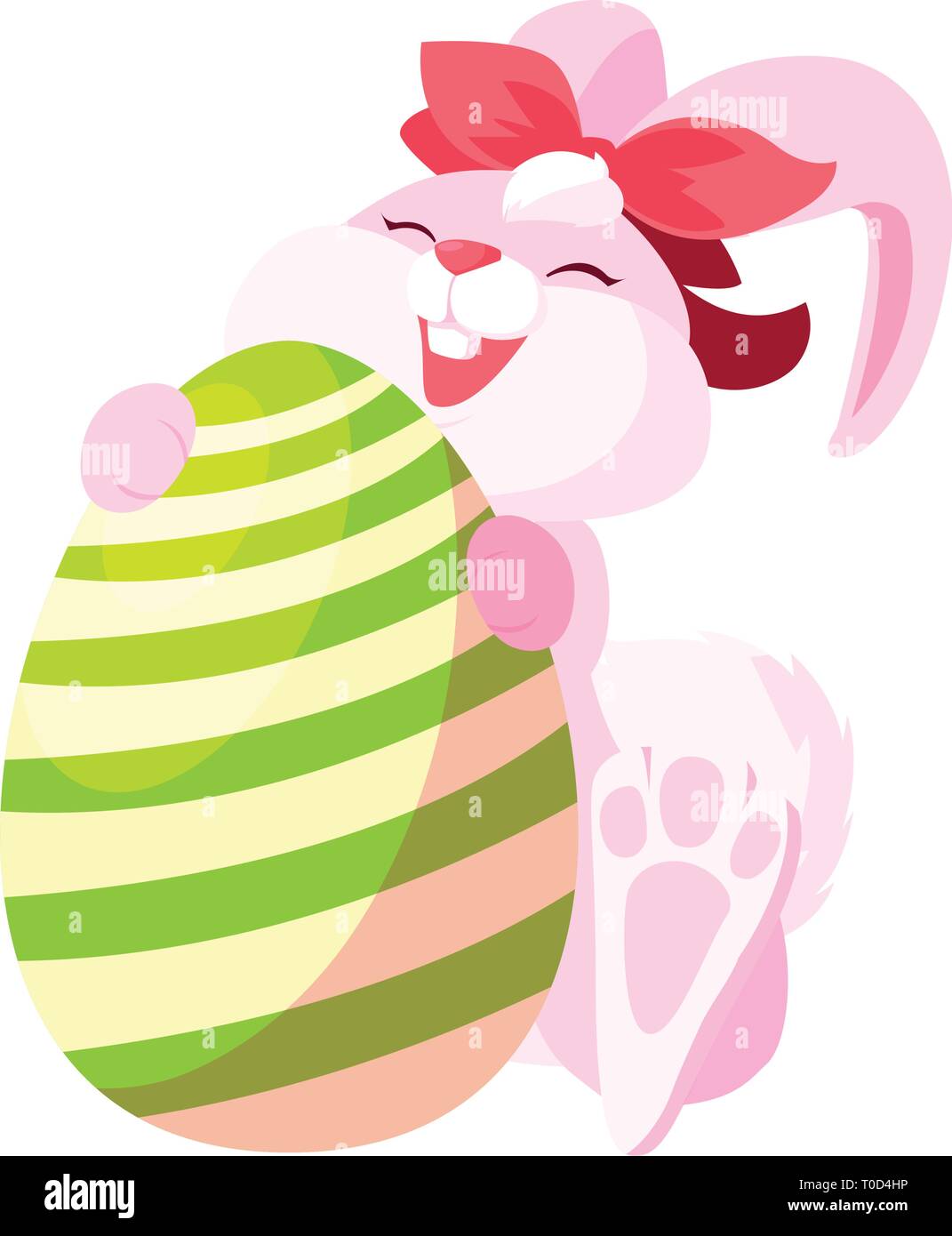 cute rabbit easter female with egg painted vector illustration design ...