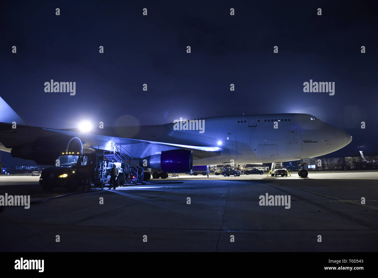 An R12 Hydrant Refueling Truck operated by Master Sgt. Ben Hritz and Master Sgt. Dave Warren