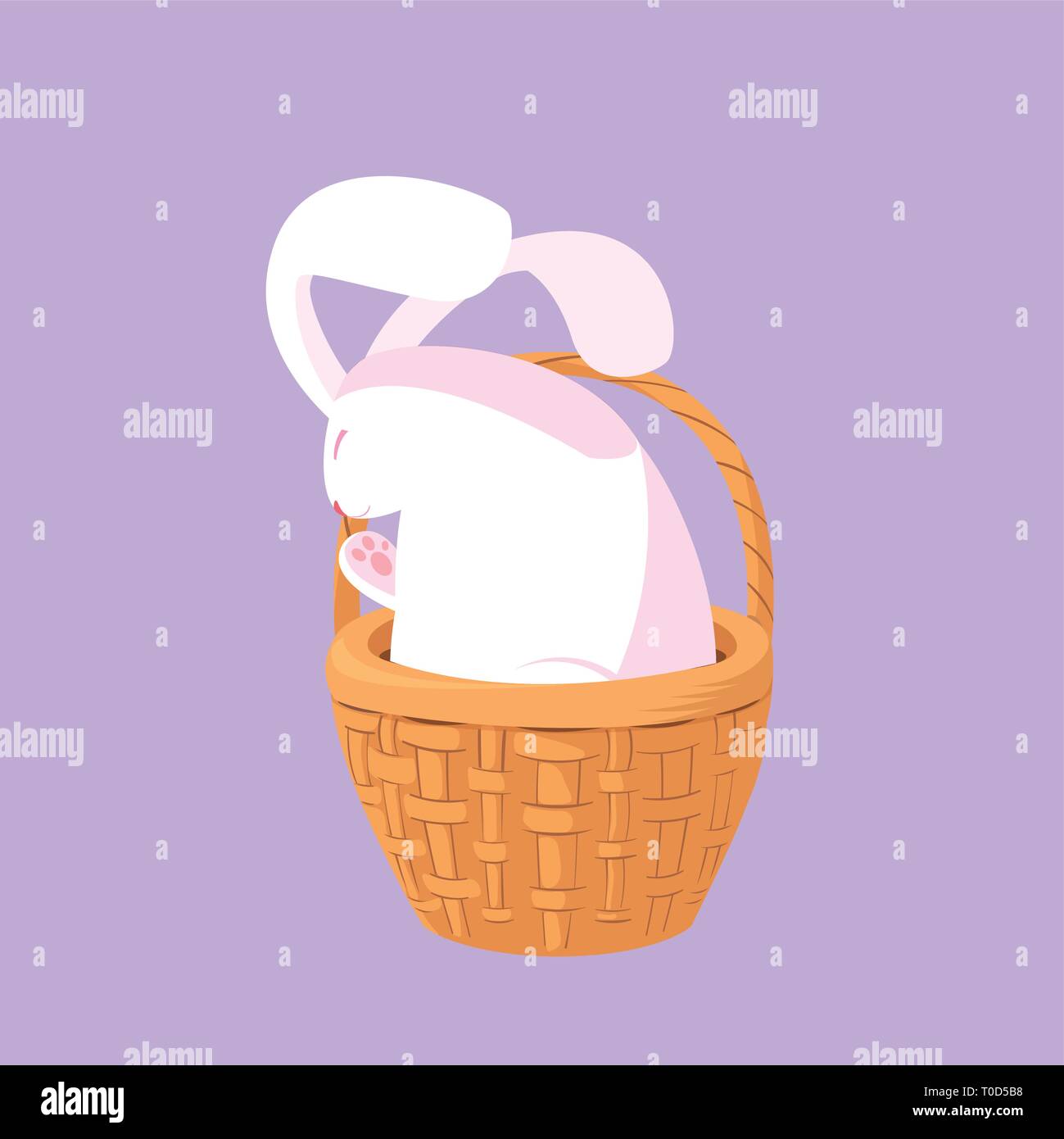 cute rabbit easter character in basket vector illustration design Stock ...