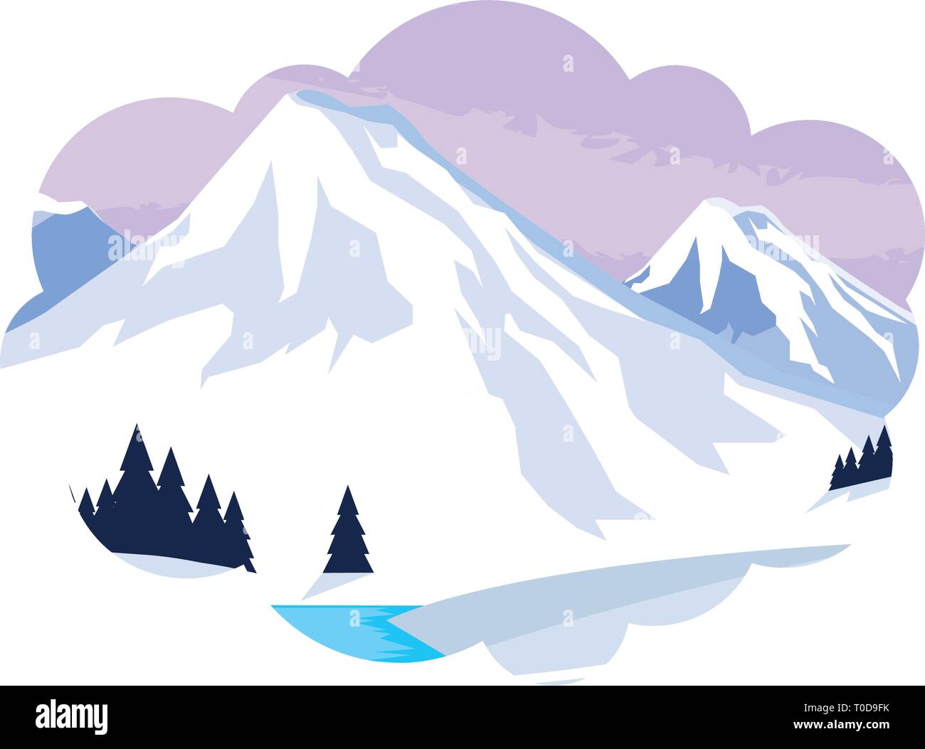 mountains with forest pines snowscape scene vector illustration design ...