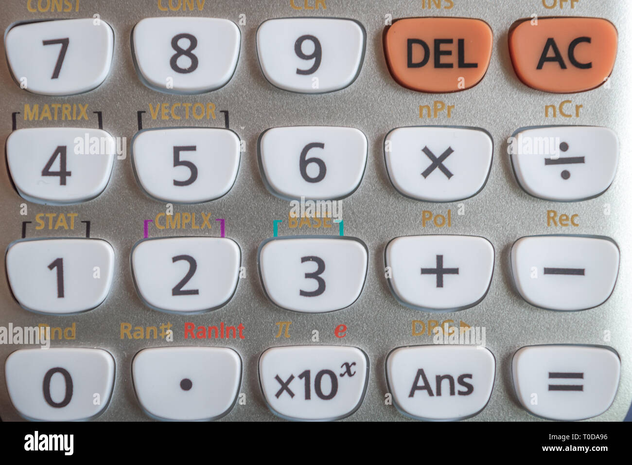 Close up of the number pad of a white scientific calculator Stock Photo -  Alamy