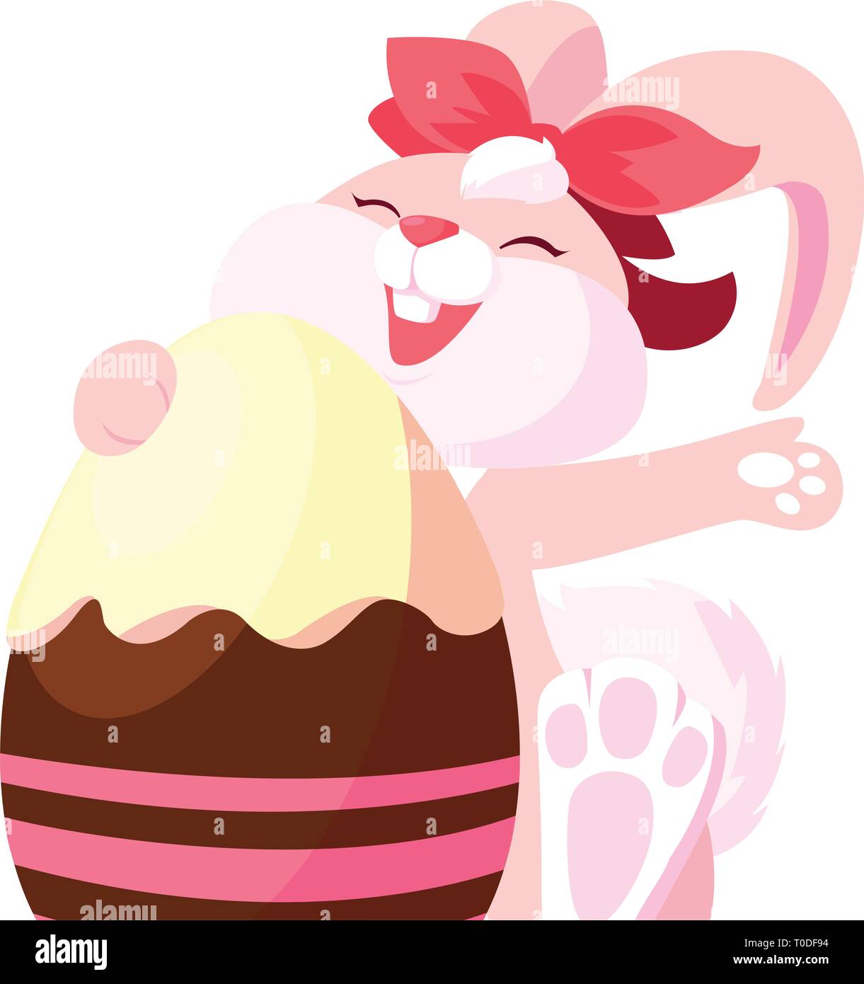 cute rabbit easter female with egg painted vector illustration design ...