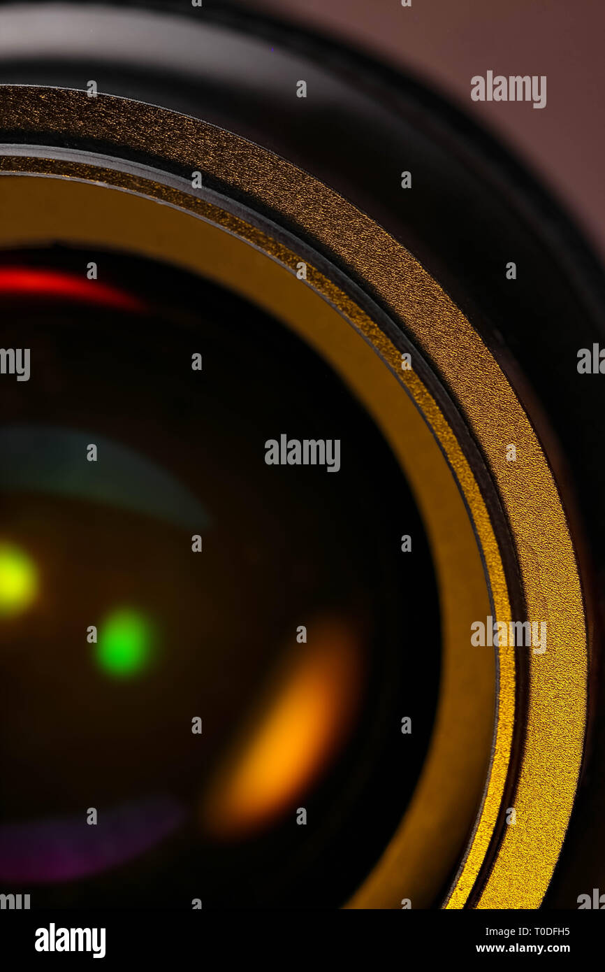 camera lens close-up background, concept supervision safety Stock Photo