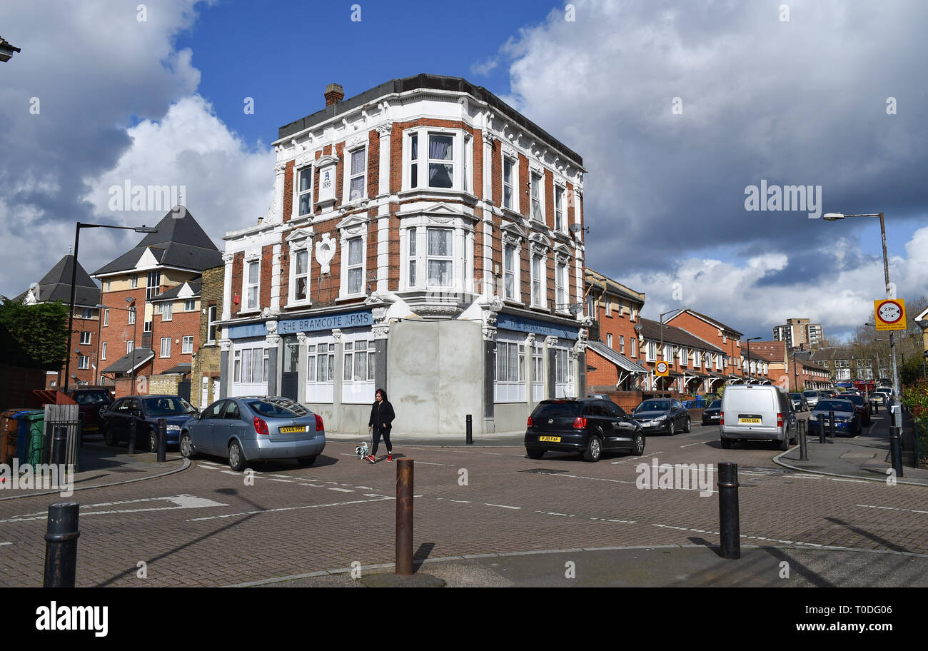 Bermondsey Borough of Southwark London UK - The Bramcote Arms which has been converted into flats Stock Photo