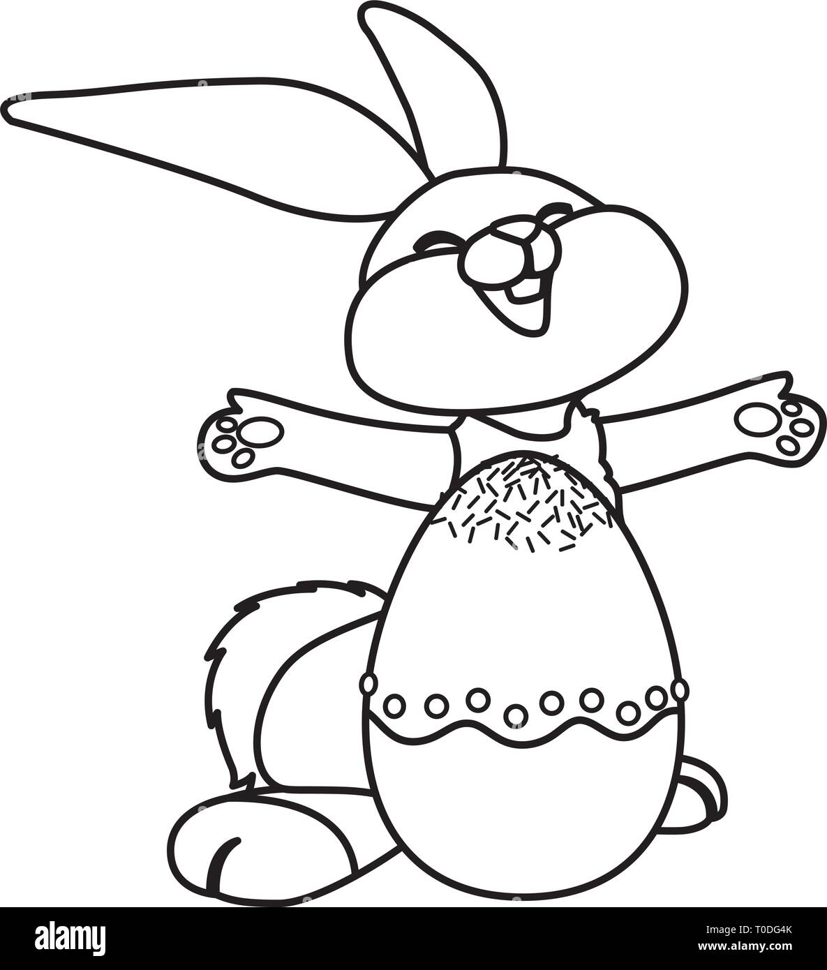 cute rabbit easter with egg painted vector illustration design Stock ...