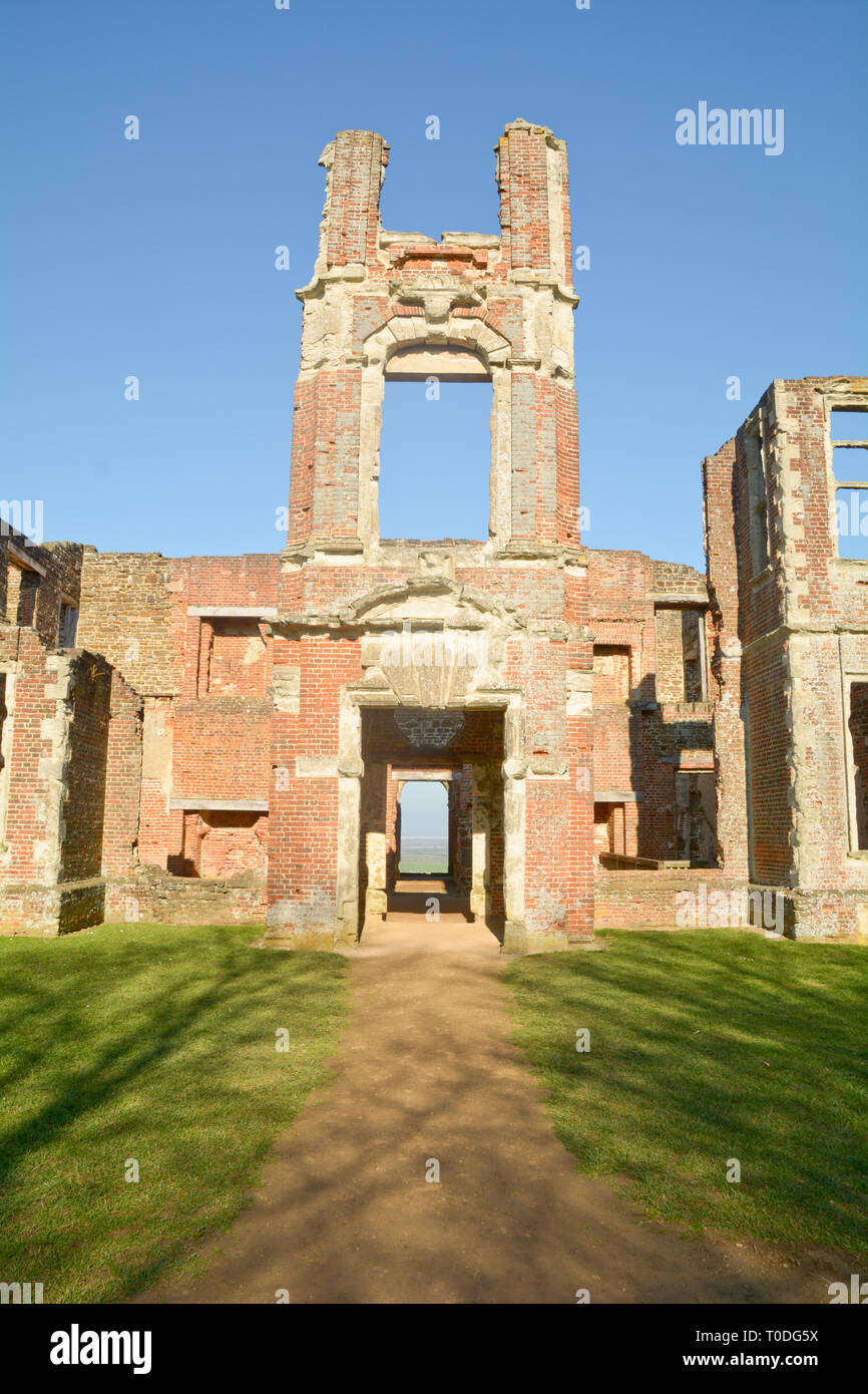 Houghton House - the ruined former Victorian mansion house and hunting lodge in the parish of Maulden in Bedford, Bedfordshire, England Stock Photo