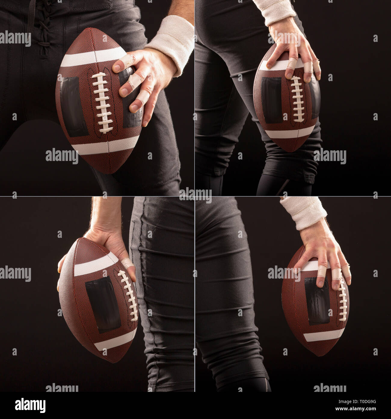 Cropped Image Of Sportsman Holding American Football Ball Stock Photo