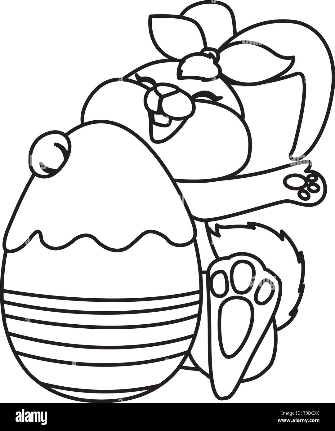 cute rabbit easter female with egg painted vector illustration design ...