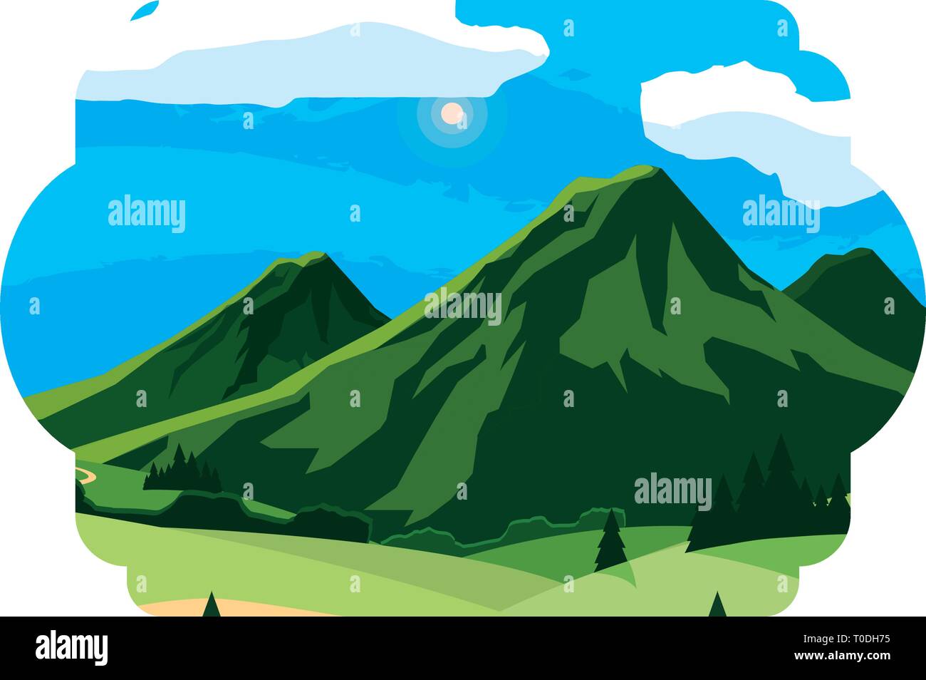 mountains green landscape scene vector illustration design Stock Vector ...