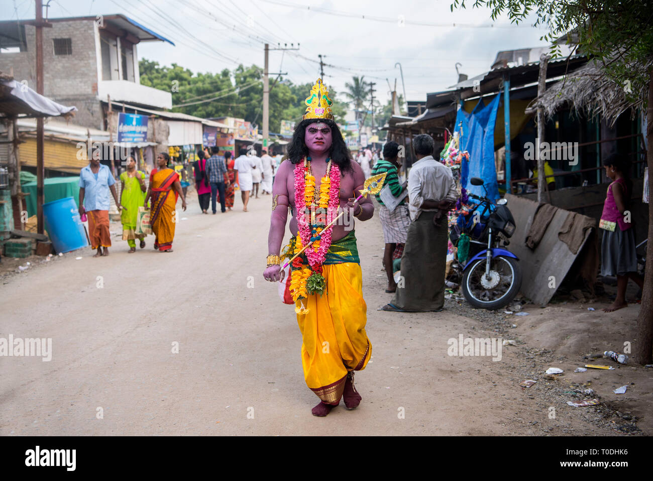 Man dress of Hindu God Kartikeya, Thoothukudi, Tamil Nadu, India, Asia Stock Photo
