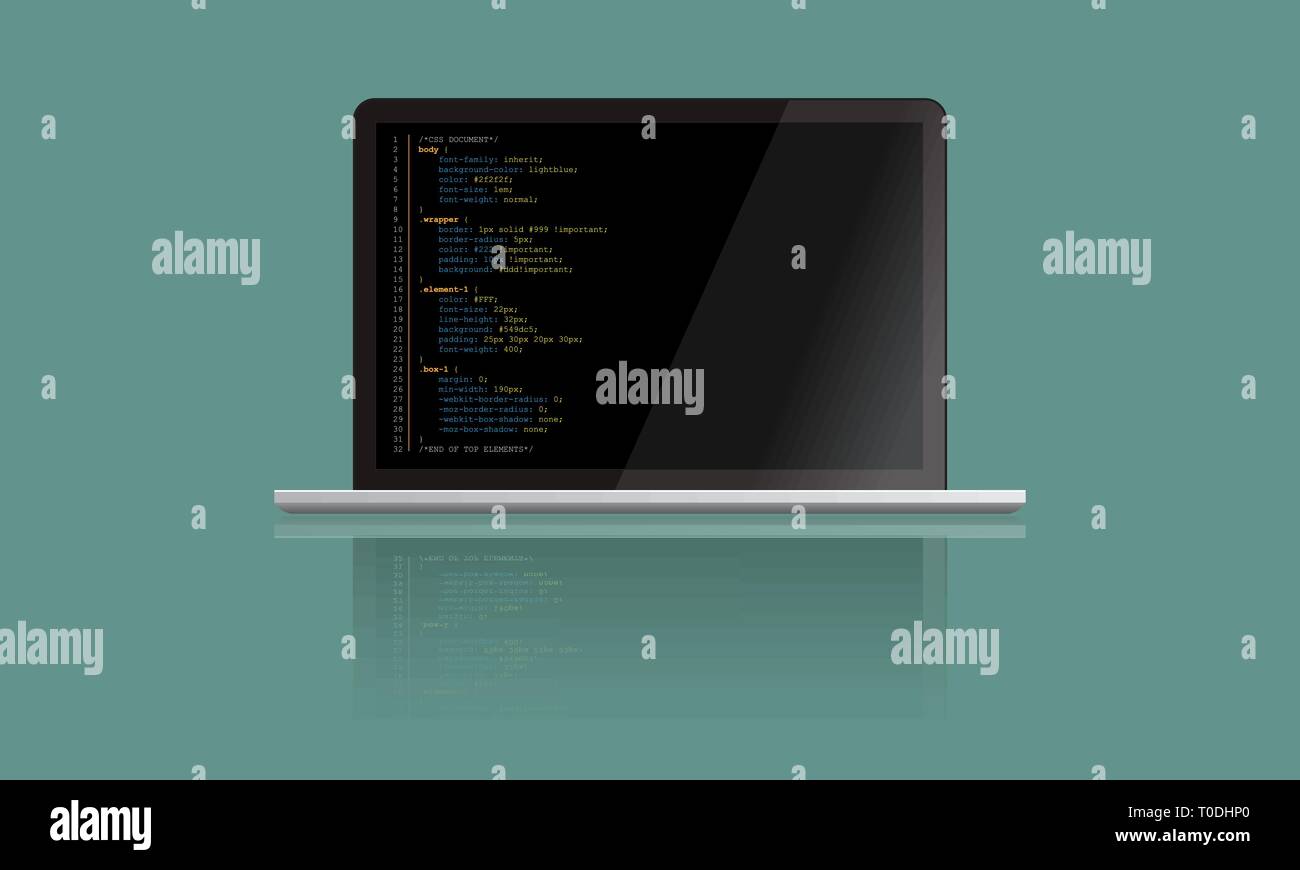 Laptop front view mockup. Realistic color styleVector illustration ...