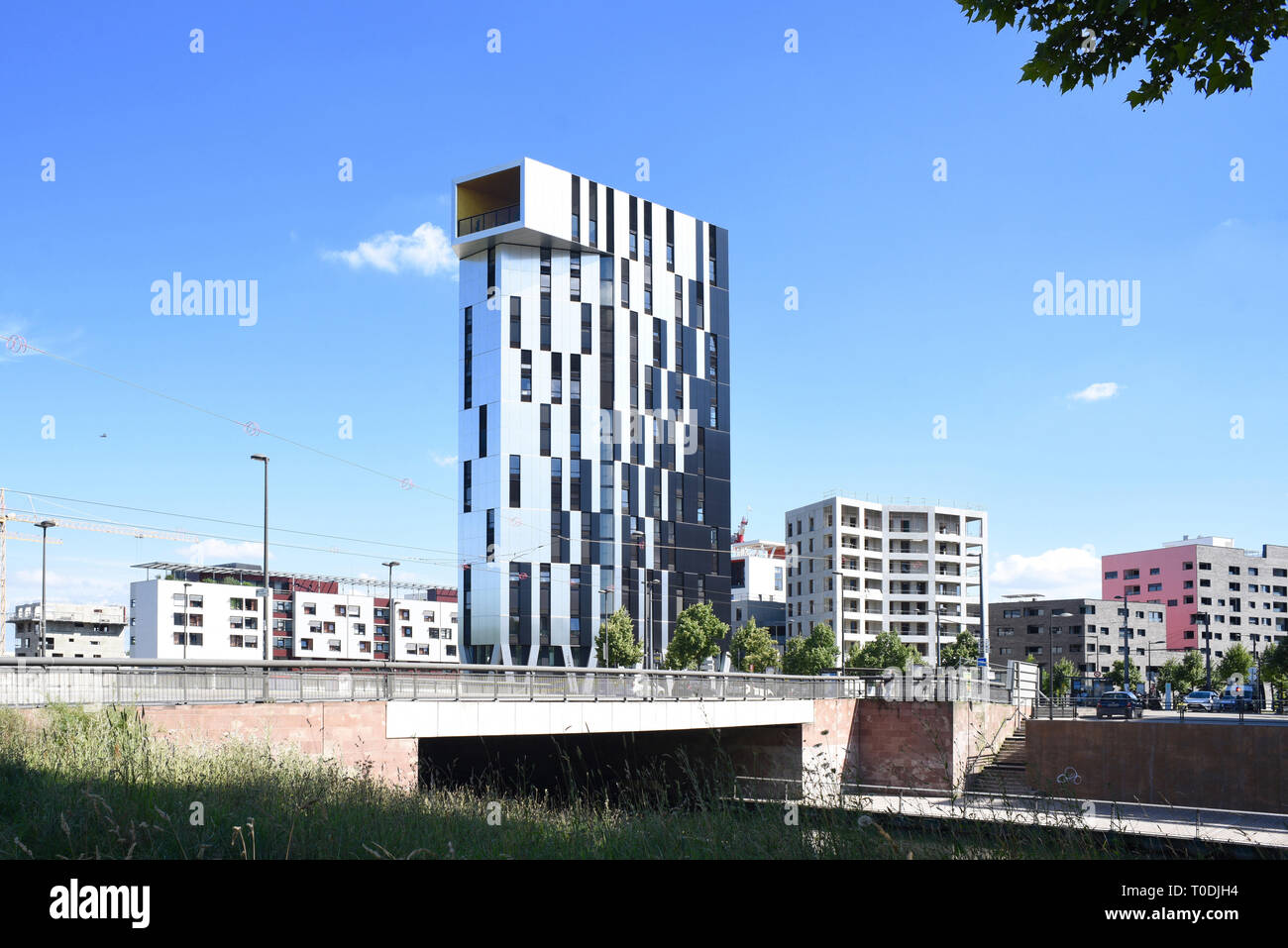 Strasbourg (north-eastern France): building called “Tour Elithis Danube, in the Danube eco-friendly district, the world’s first energy-plus residentia Stock Photo