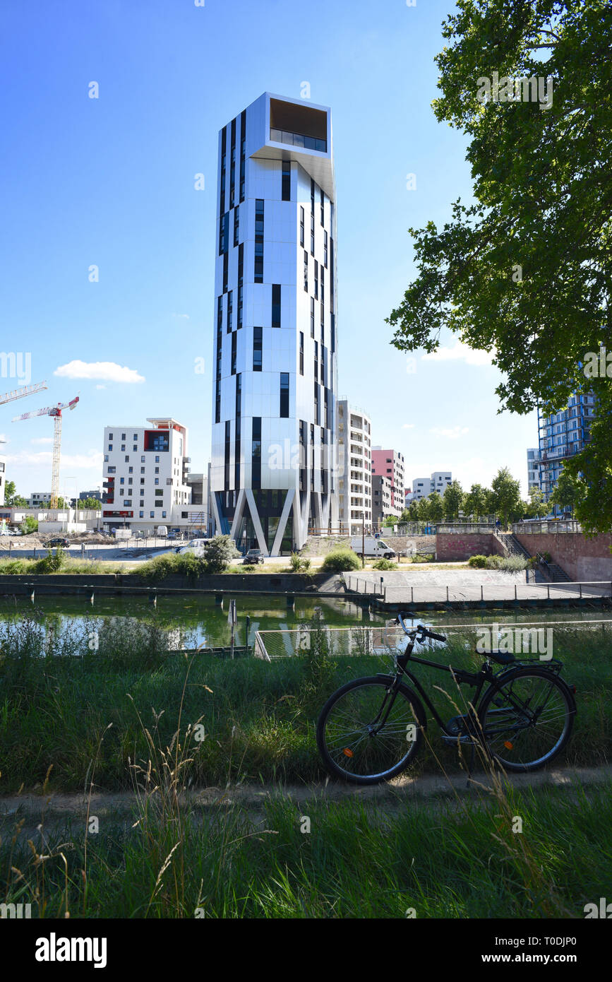 Strasbourg (north-eastern France): building called “Tour Elithis Danube, in the Danube eco-friendly district, the world’s first energy-plus residentia Stock Photo
