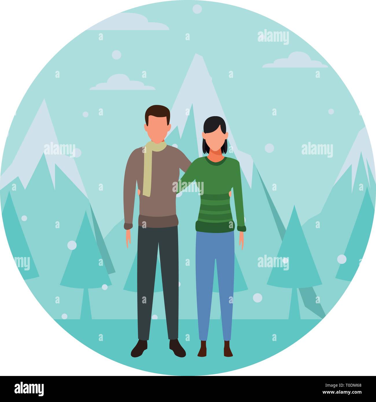 couple hugging wearing winter clothes Stock Vector Image & Art - Alamy