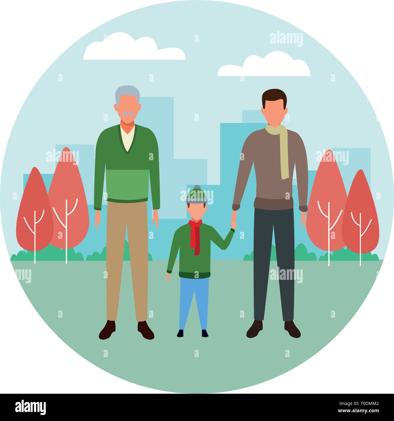 family avatar cartoon character round icon round icon Stock Vector ...