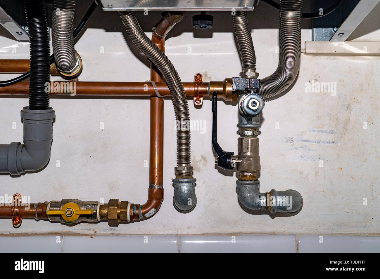 boiler gas and water heater pipe connection Stock Photo Alamy