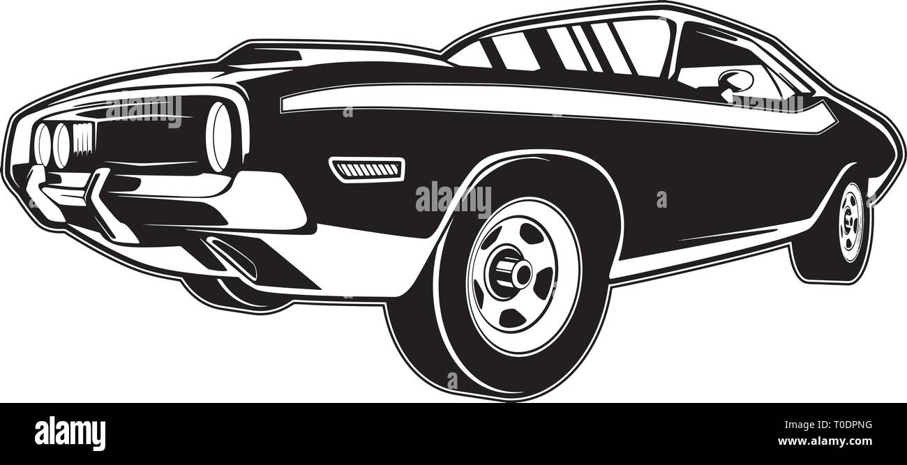 Retro Muscle Vintage Car Old-fashioned Sports  Antique Hood Ornament Vehicle Hood Bumper Stock Vector