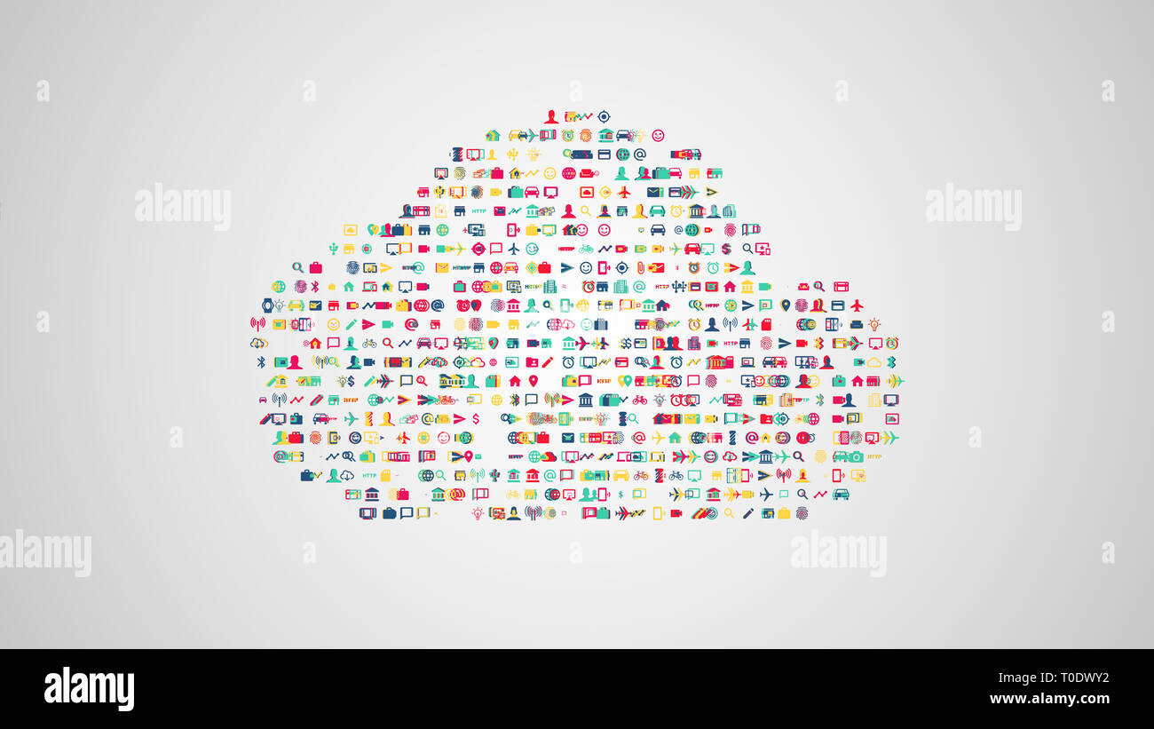 Cloud computing concept illustration from sets of symbols of modern ...