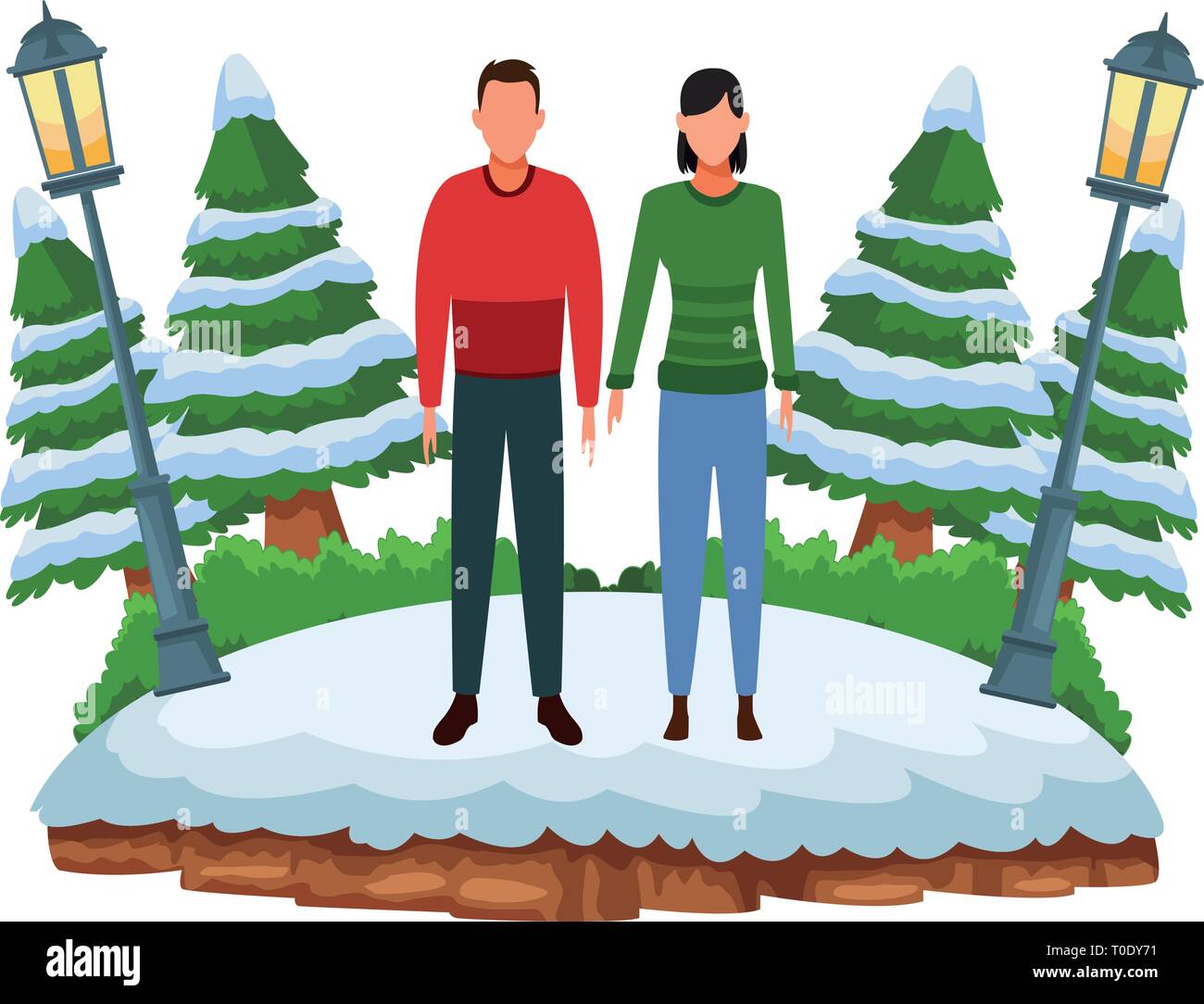 couple wearing winter clothes Stock Vector Image & Art - Alamy