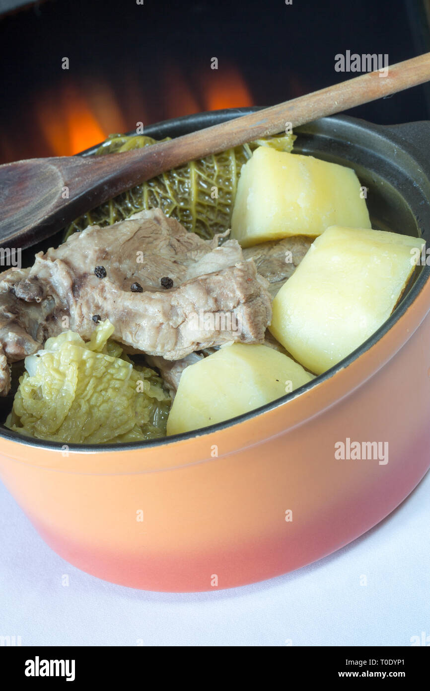 National Norwegian dish of braised Lamb and Cabbage served wit potatoes ...