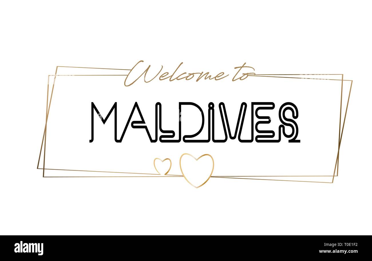 Maldives Welcome to text Neon lettering typography. Word for logotype ...