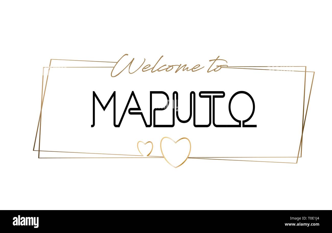 Maputo Welcome to text Neon lettering typography. Word for logotype ...