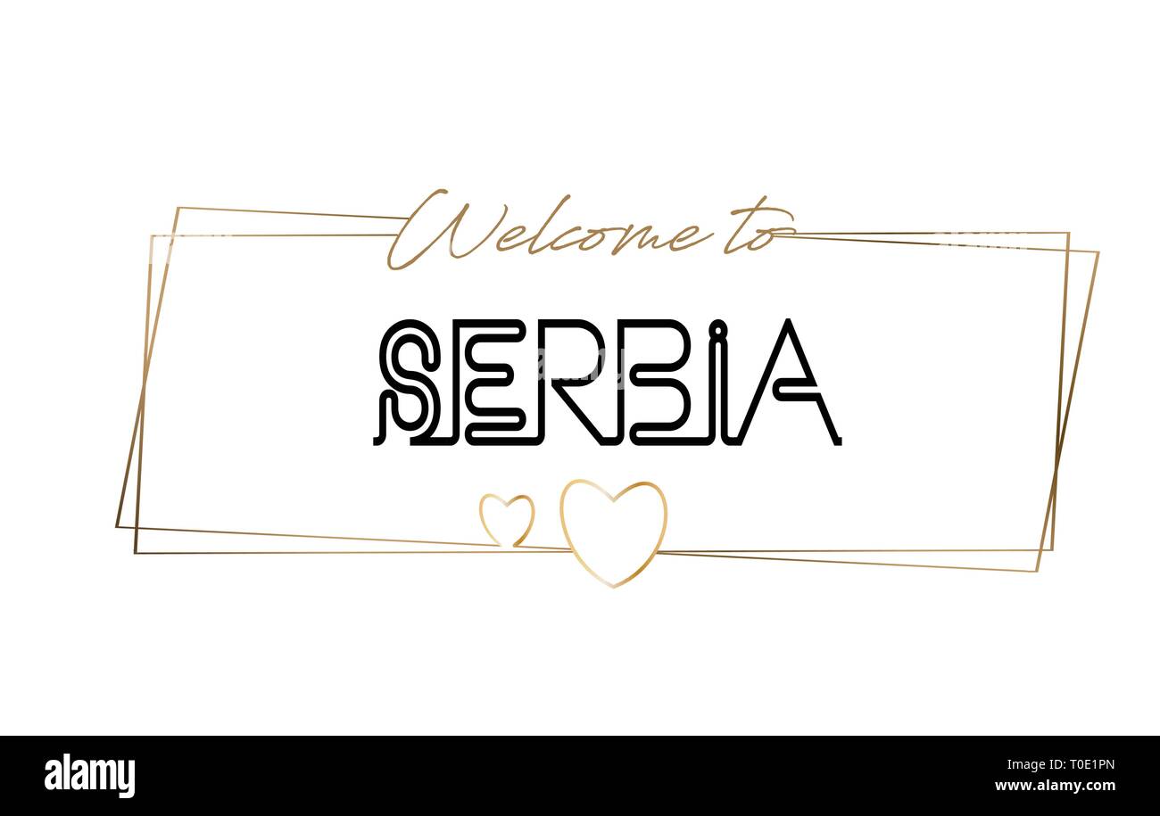 Serbia Welcome to text Neon lettering typography. Word for logotype ...