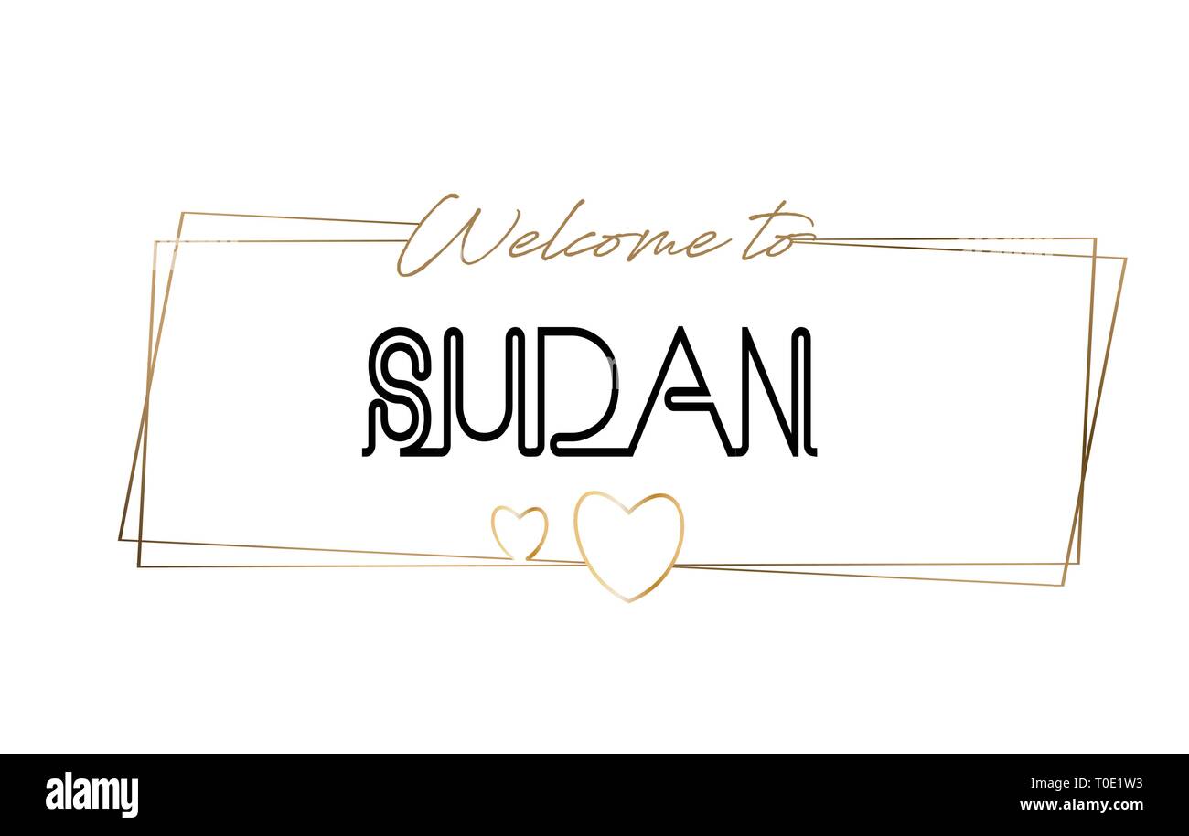 Sudan Welcome to text Neon lettering typography. Word for logotype ...