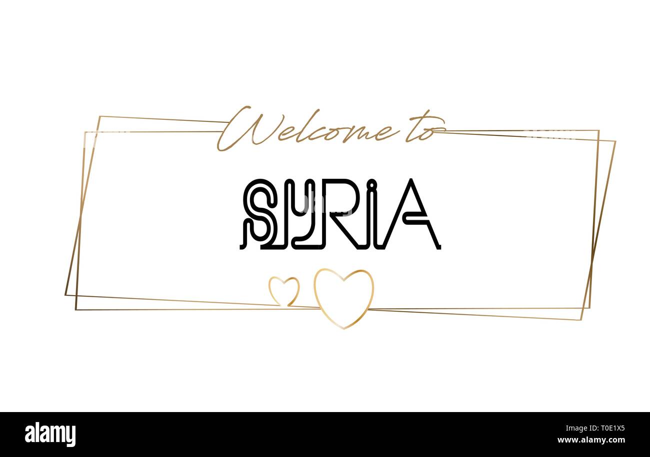 Syria Welcome to text Neon lettering typography. Word for logotype ...