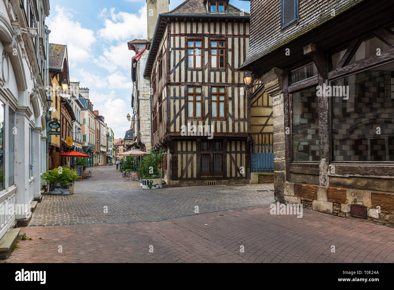 Troyes (Great-East, Grand Est, north-eastern France): traditional champenois style timber frame house in the old town, 'rue General Saussier' street Stock Photo