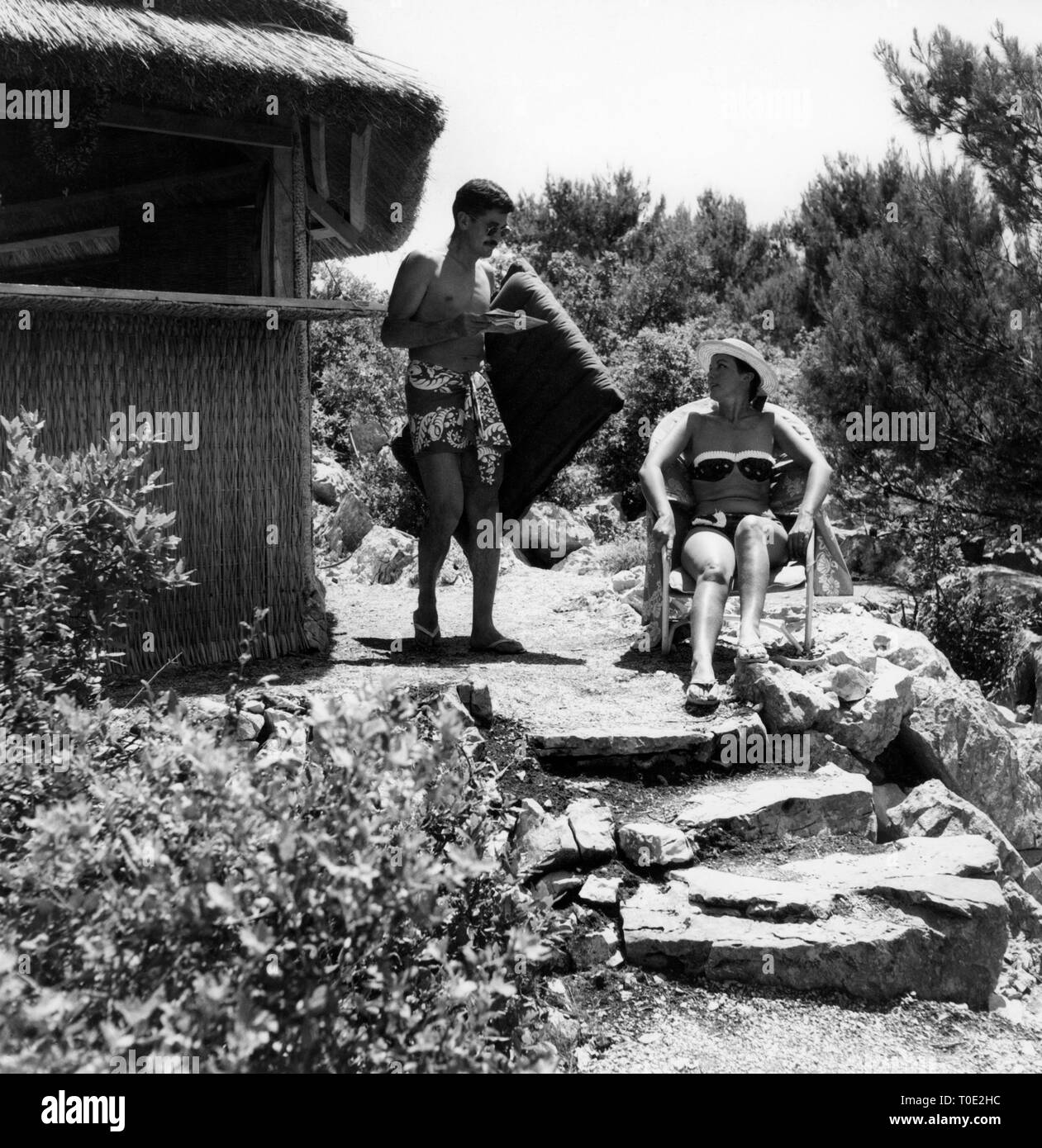 sicily, italy, cefalu, bungalow holiday, 1950-60 Stock Photo