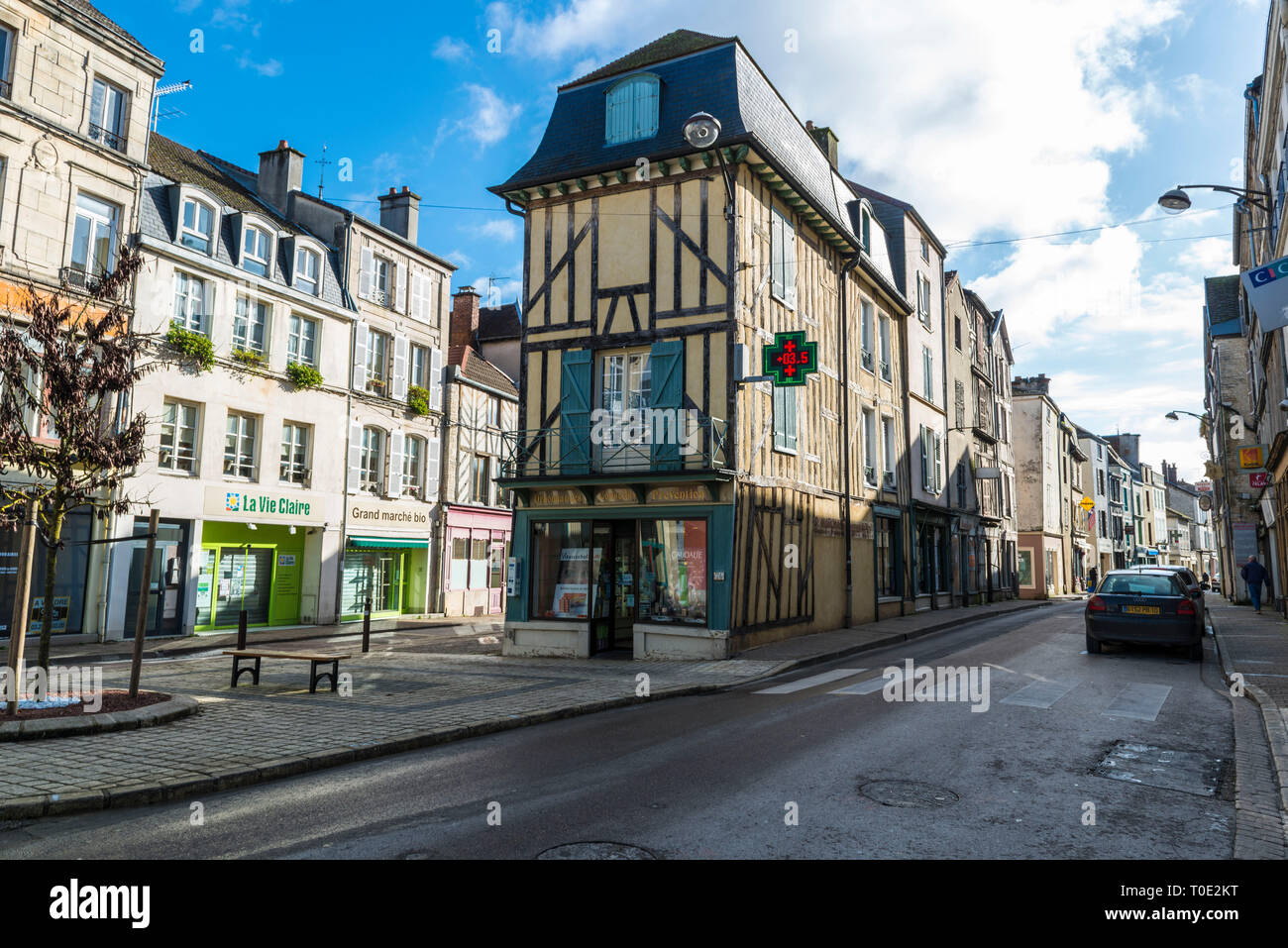 Bar-sur-Aube (north-eastern France): street and buildings in the town center Stock Photo
