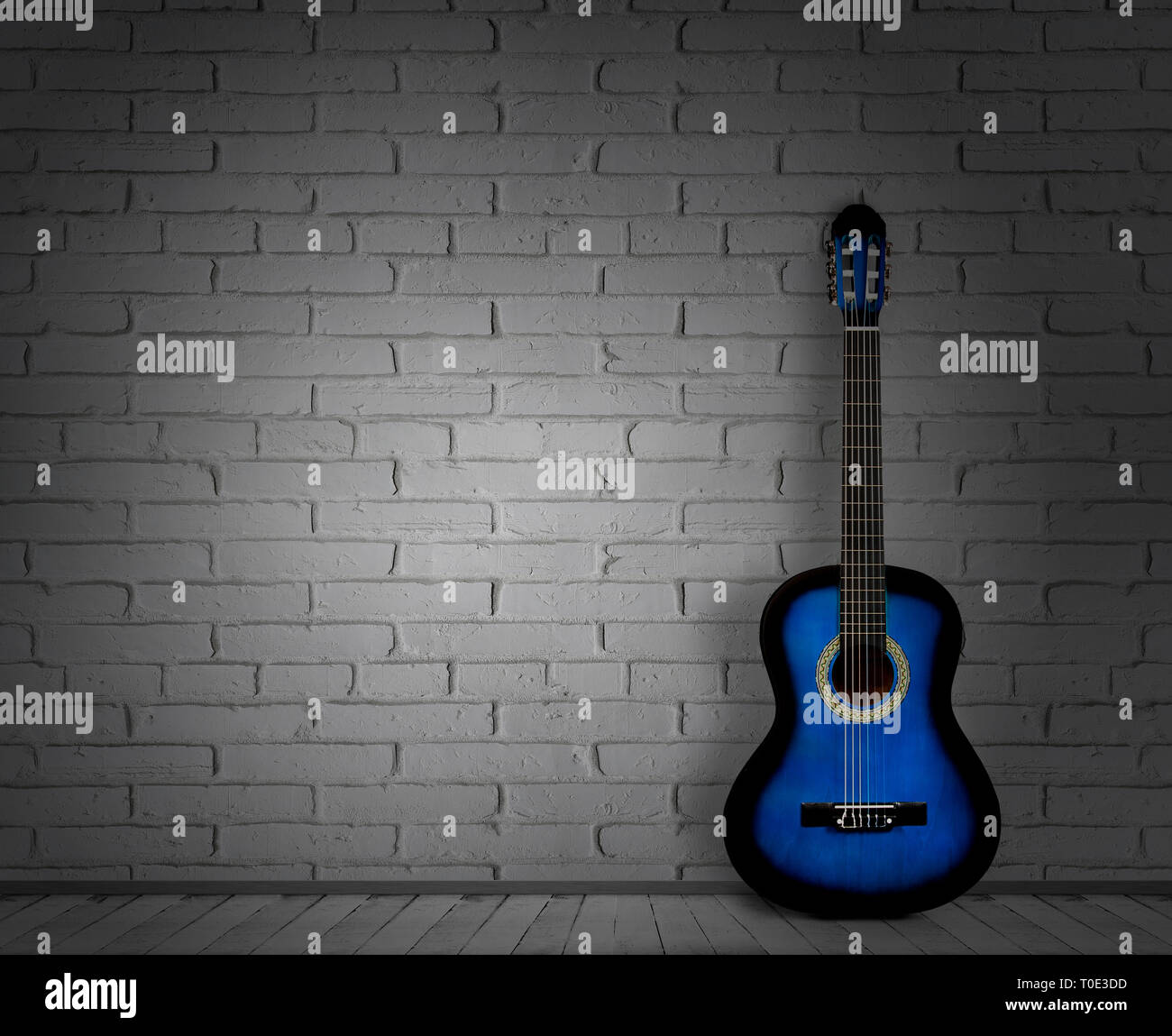 acoustic guitar white background wall shadow Stock Photo - Alamy