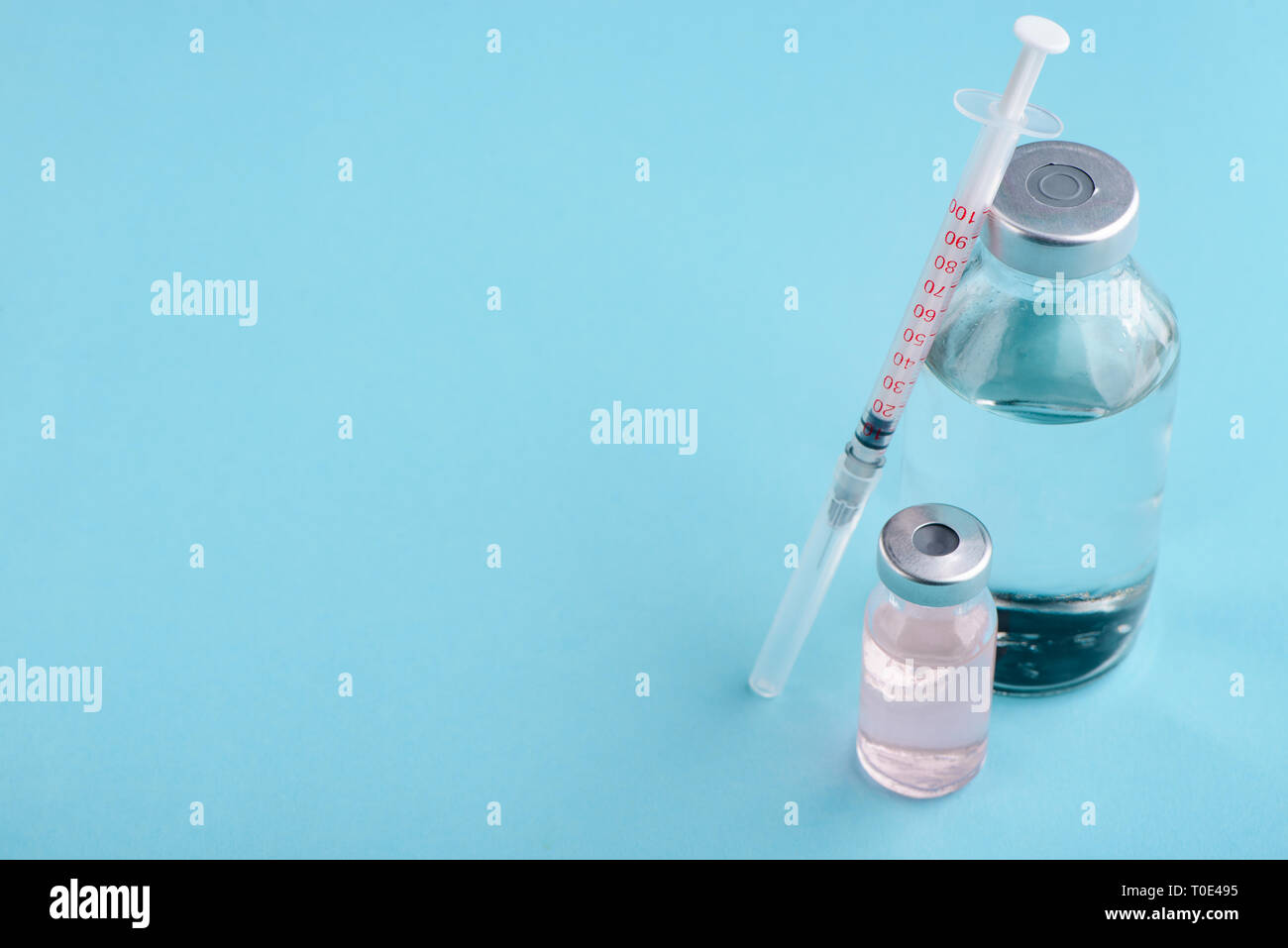 Vial, syringe and bottle Stock Photo