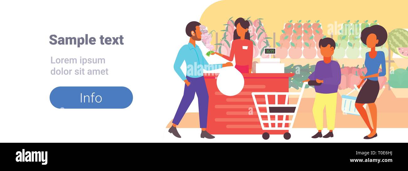 people customers with trolley carts standing line queue to cashier in