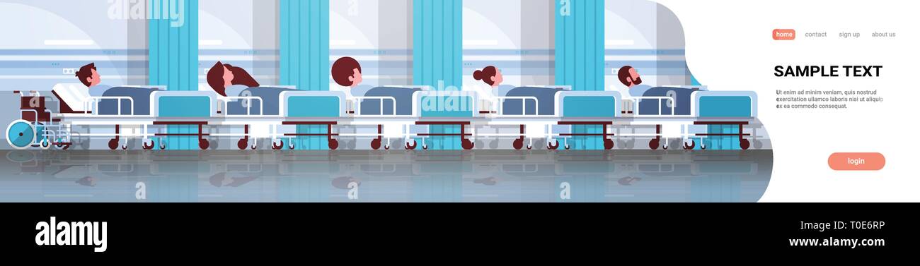 Patients Lying In Bed Intensive Therapy Ward Healthcare Concept