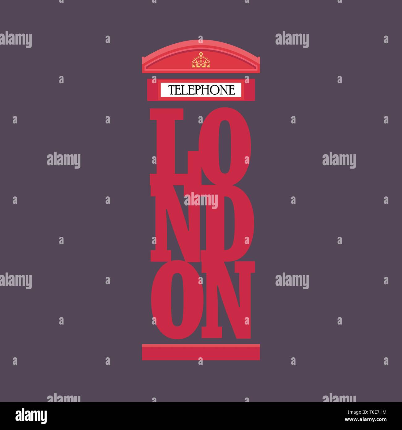 London red telephone booth poster design. Vector illustration. Stock Vector