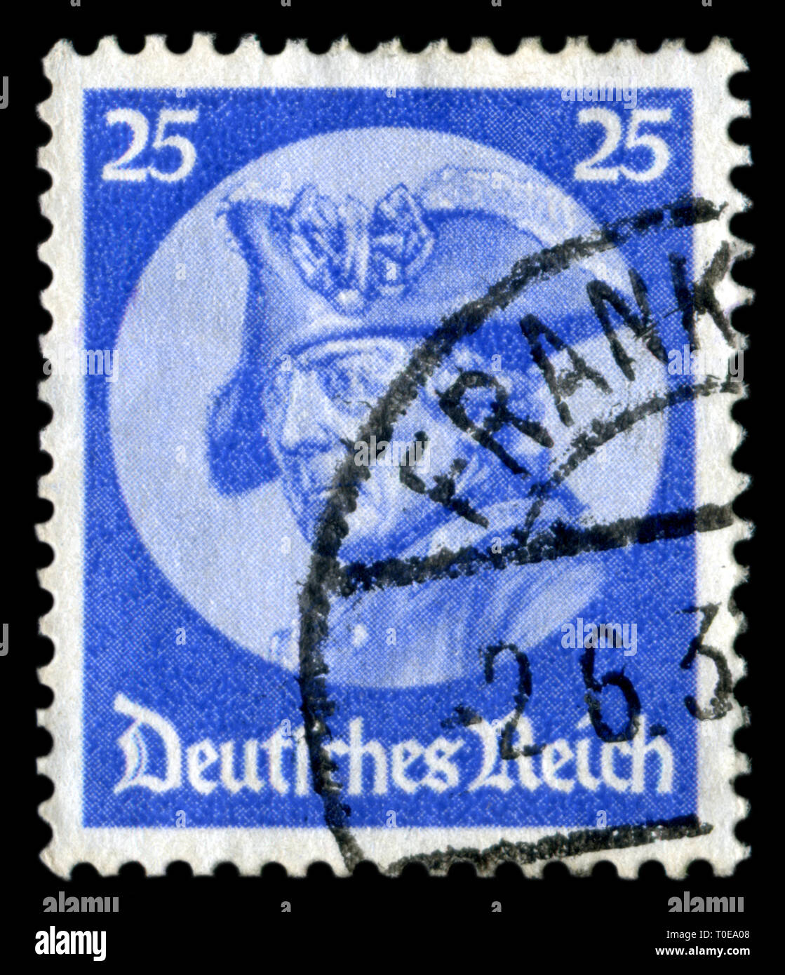 German historical stamp: Portrait of Frederick the Great, opening of the first meeting in the new building of the Reichstag in Potsdam, third Reich Stock Photo