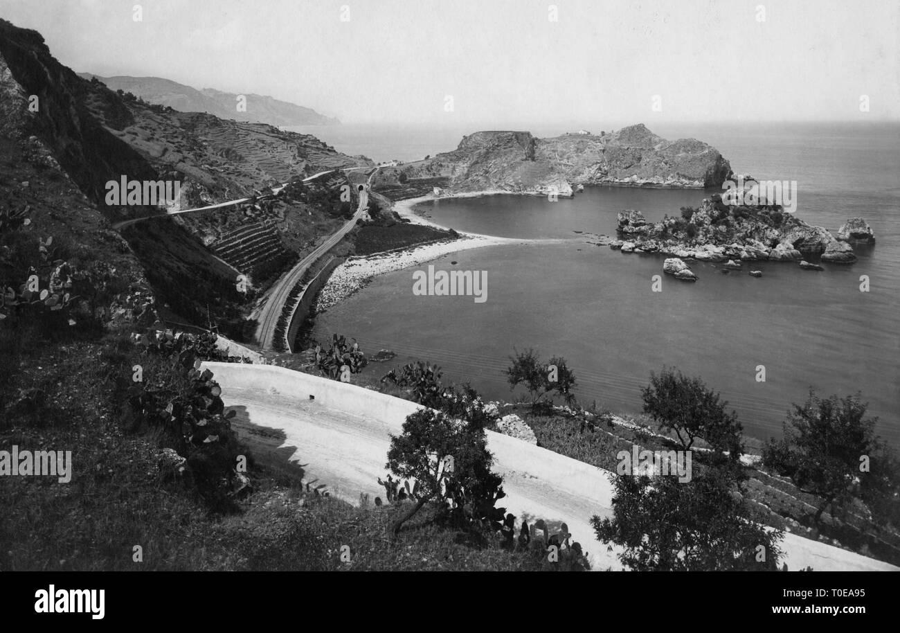 isola bella, taormina, sicily, italy, 1920-30 Stock Photo