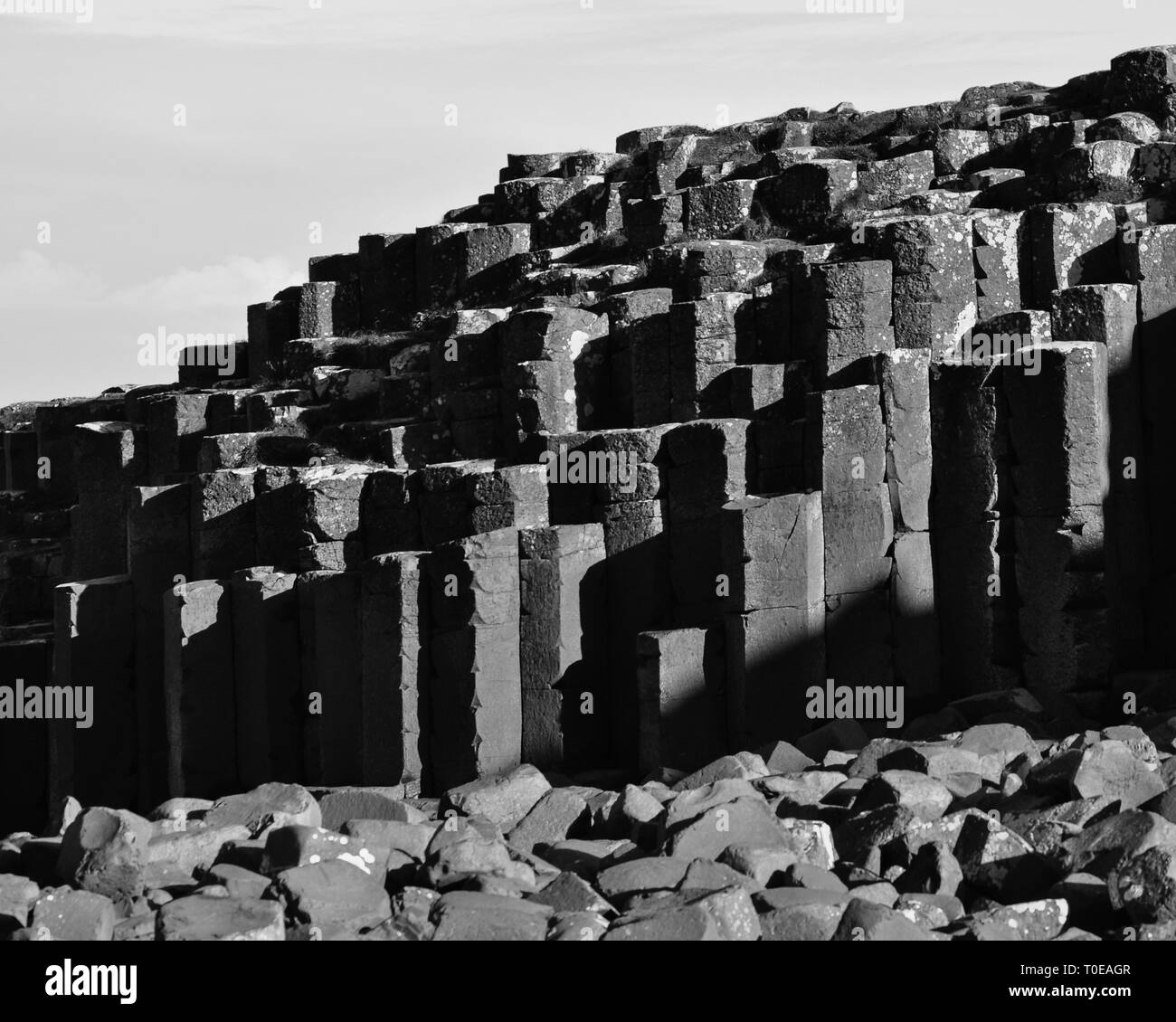 Giants Causeway Black and White seascapes Stock Photo